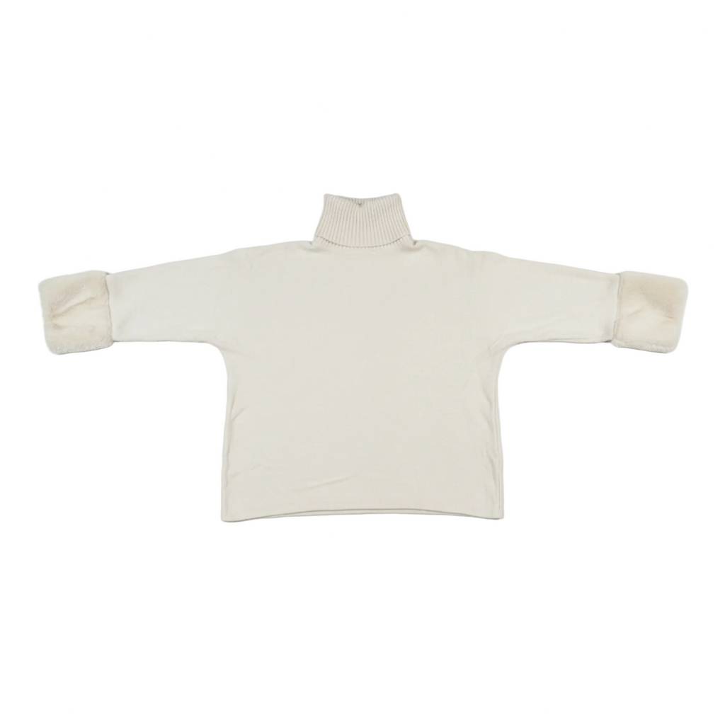 Beige turtleneck sweater on a white background